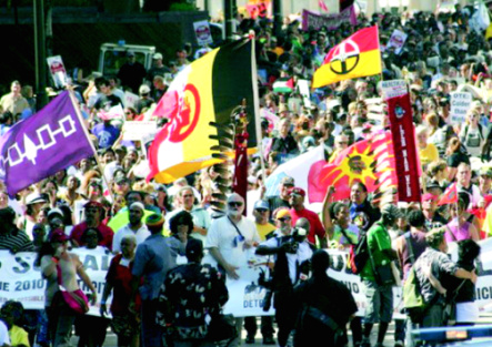 U.S. Social Forum March in Detroit in June--over 15,000 attended the Forum.
