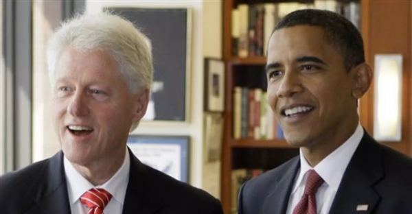 AP depiction of Bill Clinton and Barack Obama