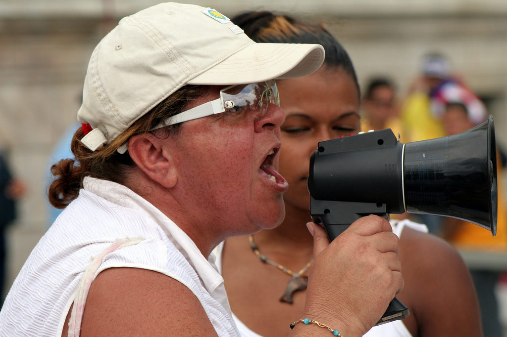 Protesting government shutdown in Puerto Rico