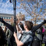 Protester and journalist at University of Missouri (photo: Daniel Brenner/NYT)