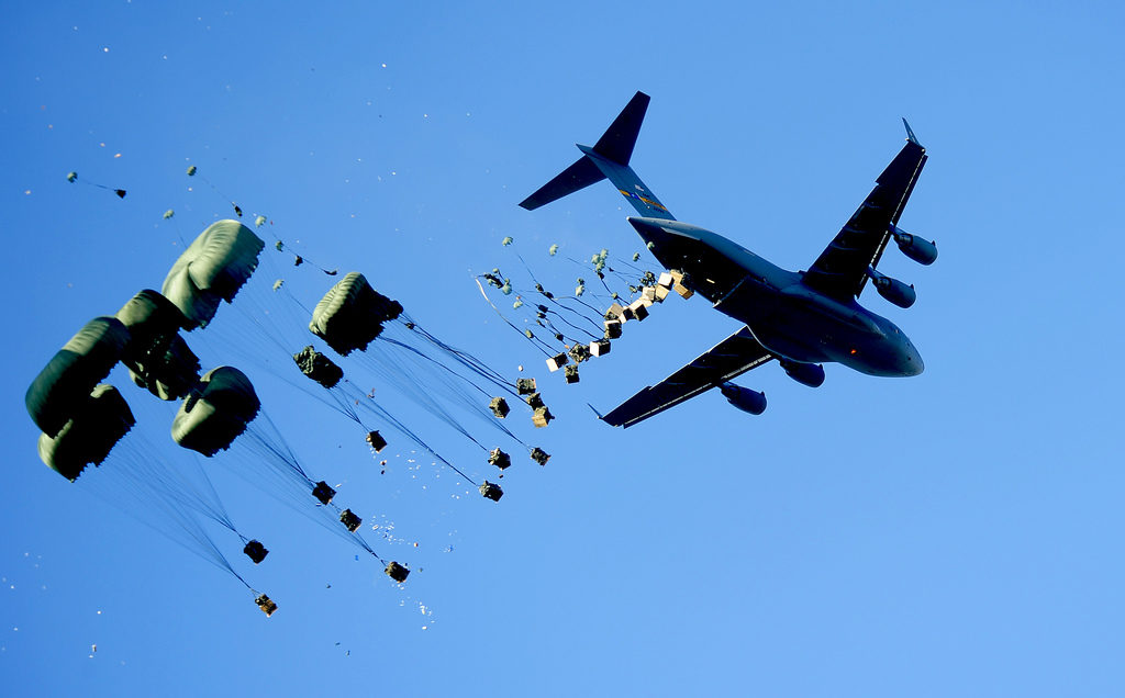 A US C-17 dropping food over Haiti (photo: James L. Harper Jr./USAF)