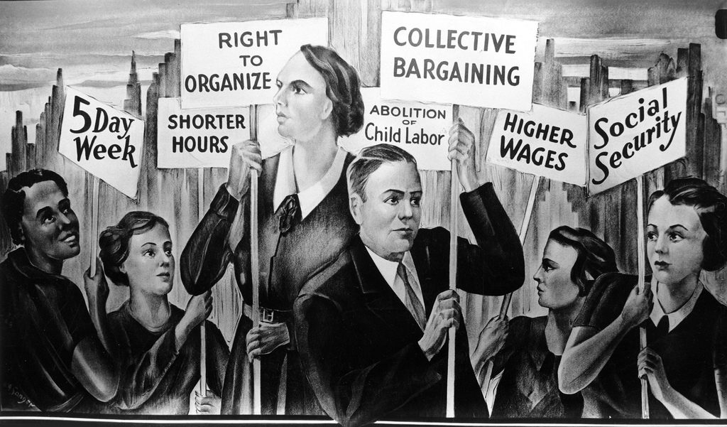 Workers demonstrating (image: Kheel Center)