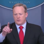 Press secretary Sean Spicer calls on a reporter