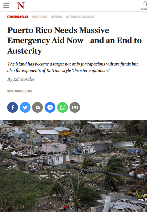 The Nation: Puerto Rico Needs Massive Emergency Aid Now—and an End to Austerity