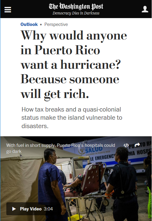 WaPo: Why Would Anyone in Puerto Rico Want a Hurricane? 