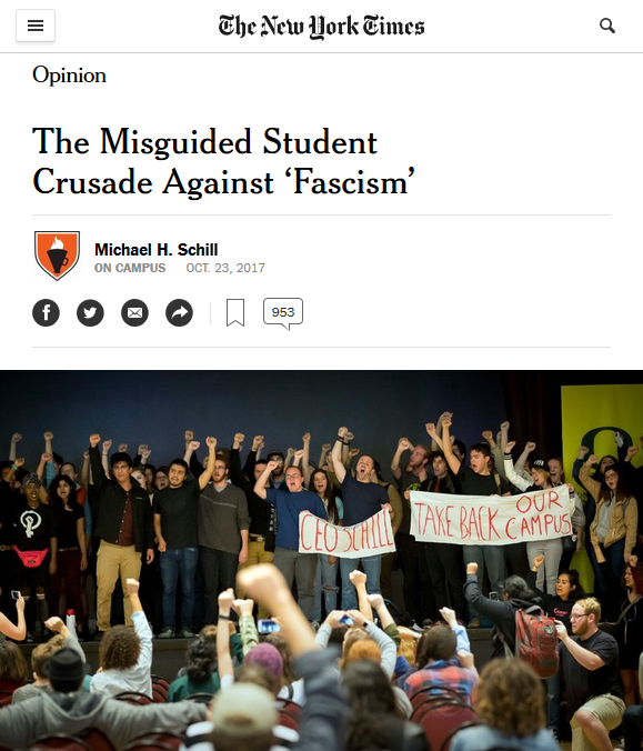 NYT: The Misguided Student Crusade Against ‘Fascism’