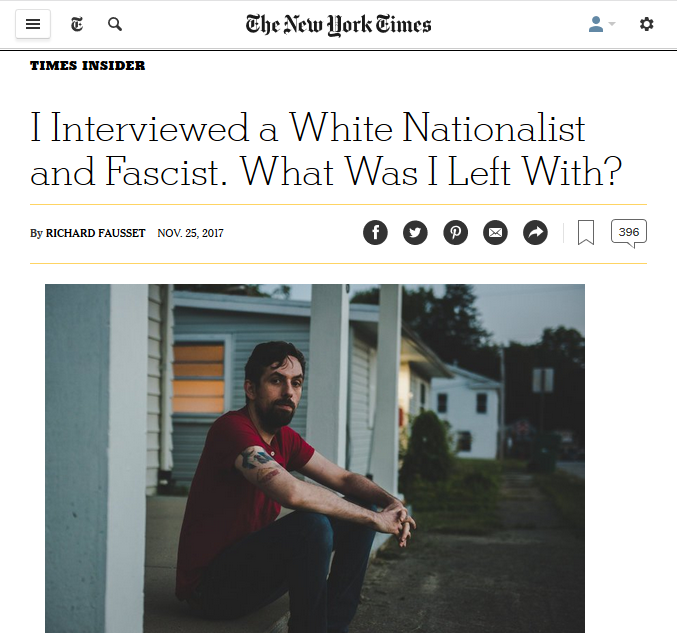 NYT: I Interviewed a White Nationalist and Fascist. What Was I Left With?