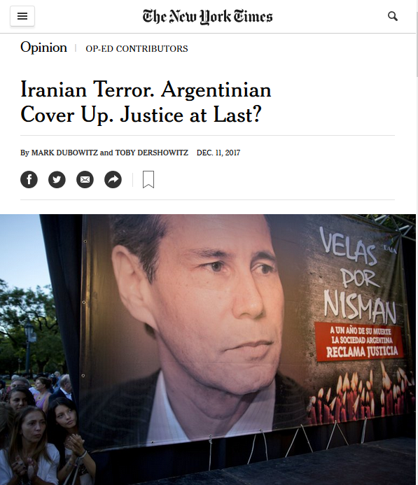 NYT: Iranian Terror. Argentinian Cover Up. Justice at Last?