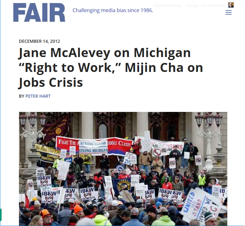FAIR.org: Jane McAlevey on Michigan 'Right to Work'