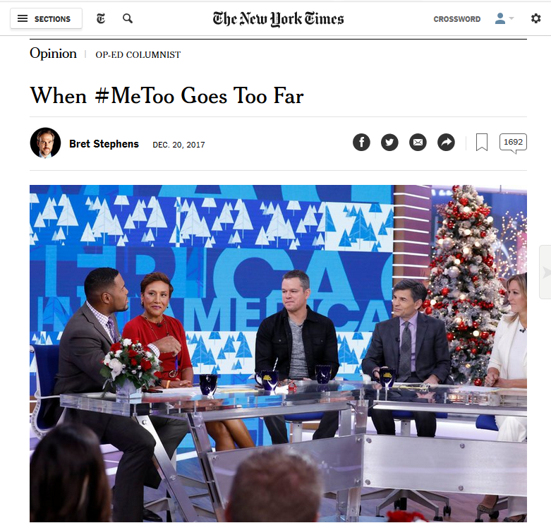 NYT: When MeToo Goes Too Far