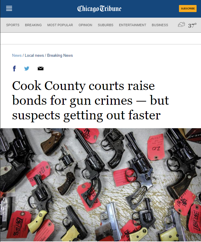 Chicago Tribune: Cook County courts raise bonds for gun crimes — but suspects getting out faster