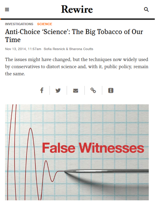 Rewire: Anti-Choice ‘Science’: The Big Tobacco of Our Time