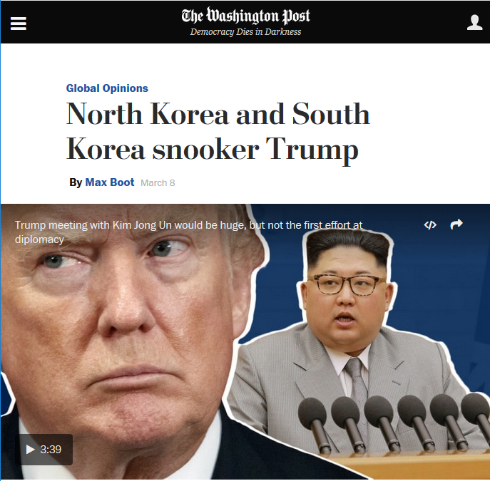 WaPo: North Korea and South Korea snooker Trump