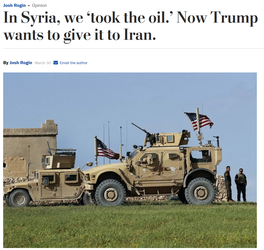 WaPo: In Syria, We 'Took the Oil.' Now Trump Wants to Give It to Iran