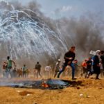 Washington Post depiction of Gaza protesters targeted by tear gas (photo: Joyce Lee/Washington Post)