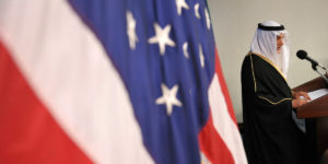 American flag with Saudi Arabian speaker