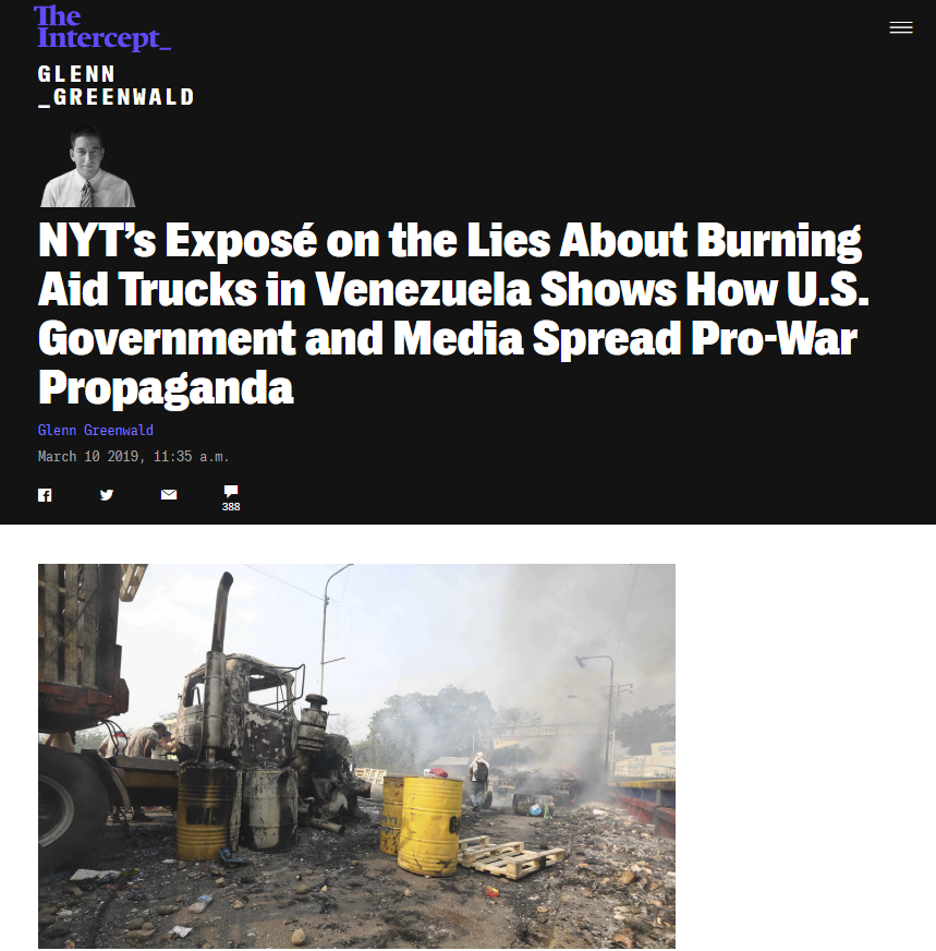 Intercept: NYT’s Exposé on the Lies About Burning Aid Trucks in Venezuela Shows How U.S. Government and Media Spread Pro-War Propaganda