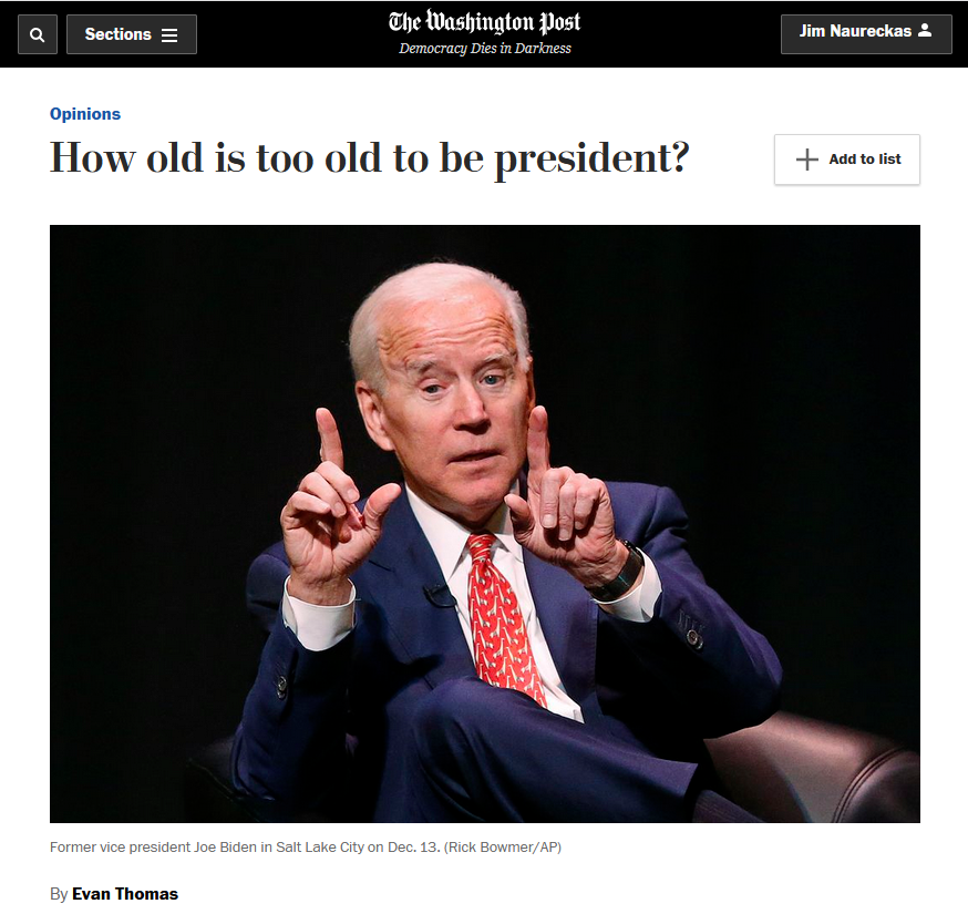 WaPo: How Old Is Too Old to Be President?