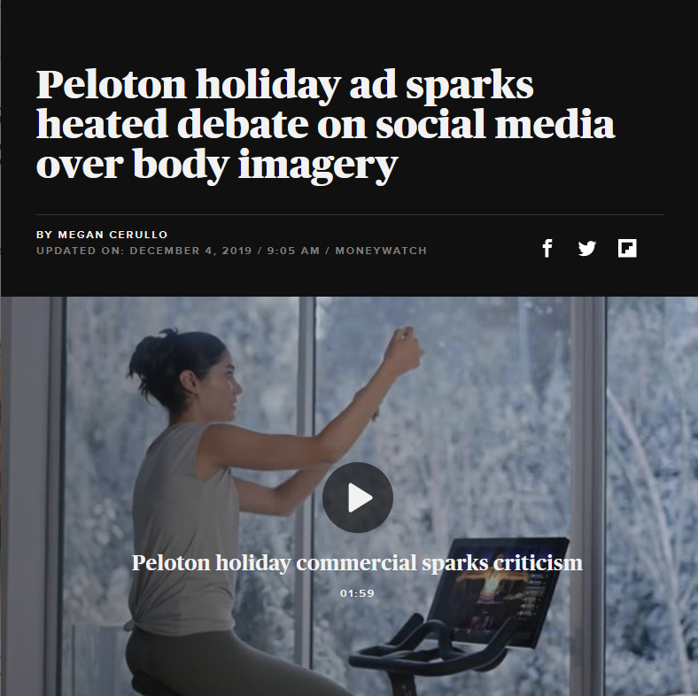 CBS: Peloton holiday ad sparks heated debate on social media over body imagery