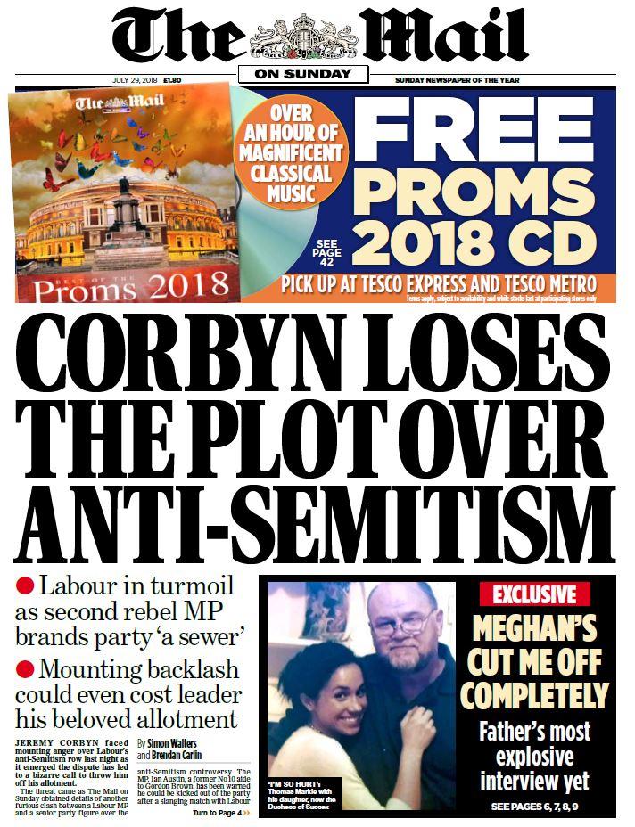 Mail: Corbyn Loses the Plot Over Antisemitism