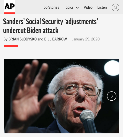 AP: Sanders’ Social Security ‘adjustments’ undercut Biden attack