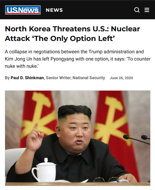 US News: North Korea Threatens U.S.: Nuclear Attack ‘The Only Option Left’