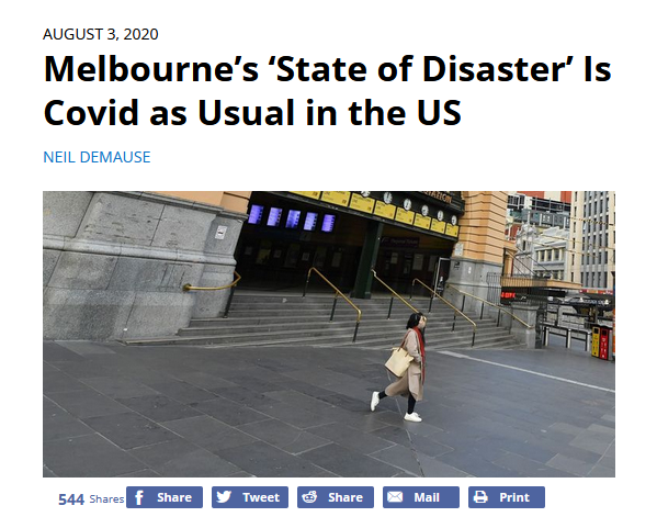 FAIR: Melbourne’s ‘State of Disaster’ Is Covid as Usual in the US