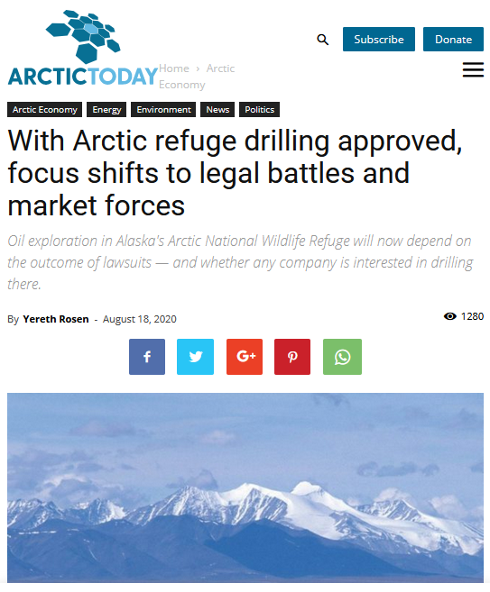 Arctic Today: With Arctic refuge drilling approved, focus shifts to legal battles and market forces