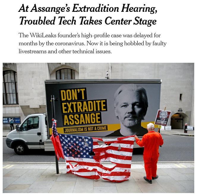 NYT: At Assange’s Extradition Hearing, Troubled Tech Takes Center Stage