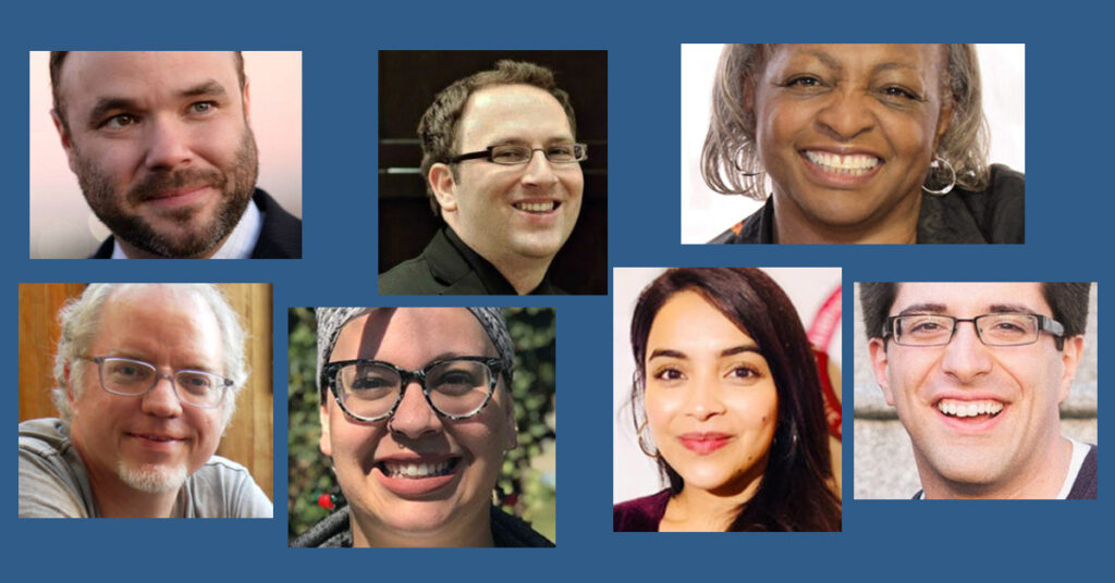 Alex Lawson, Greg Shupak, Carol Anderson, Jim Naureckas, Alicia Bell, Maritza Perez and Rey Fuentes