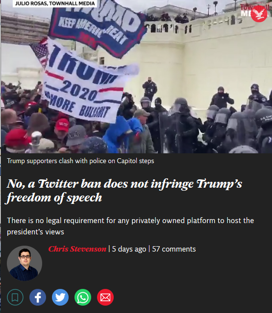 Independent: No, a Twitter ban does not infringe Trump’s freedom of speech