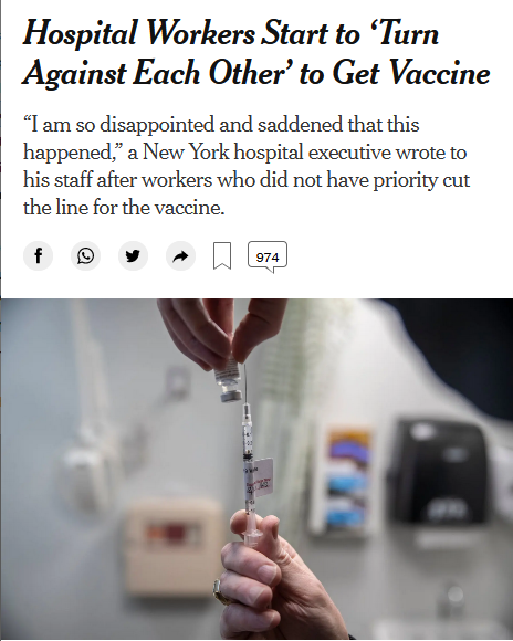 NYT: Hospital Workers Start to ‘Turn Against Each Other’ to Get Vaccine