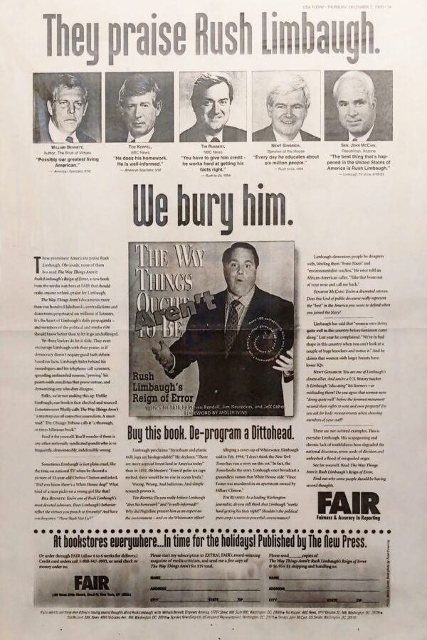 FAIR: They Praise Rush Limbaugh. We Bury Him.