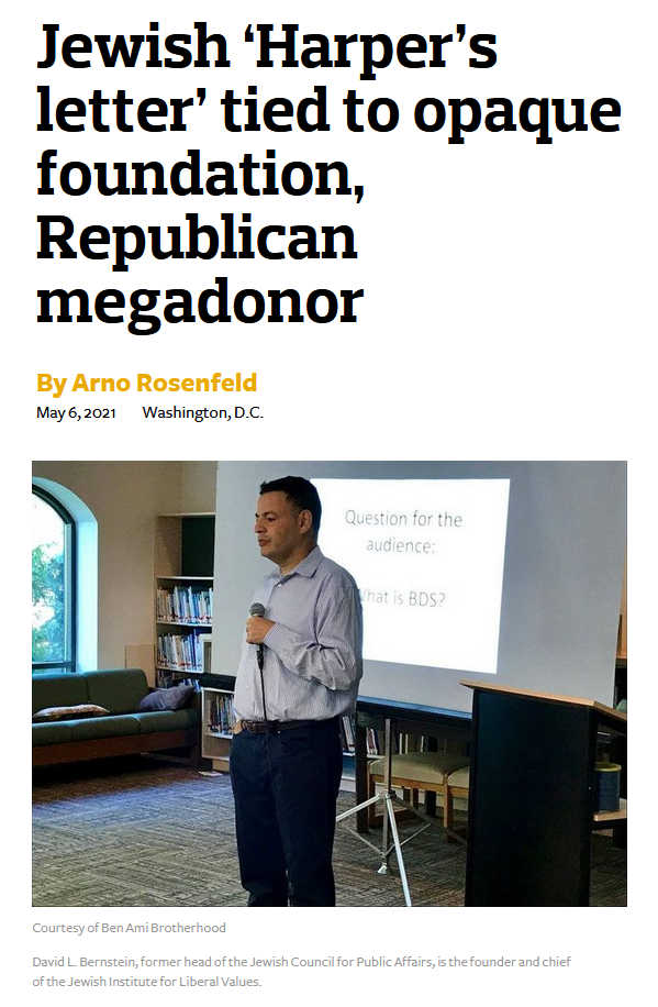 Forward: Jewish ‘Harper’s letter’ tied to opaque foundation, Republican megadonor
