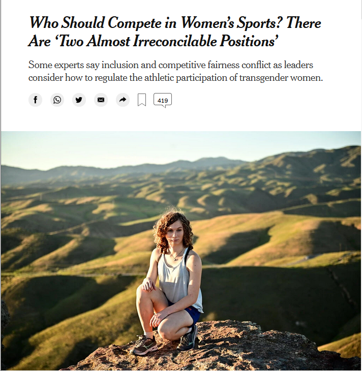 NYT: Who Should Compete in Women’s Sports? There Are ‘Two Almost Irreconcilable Positions’