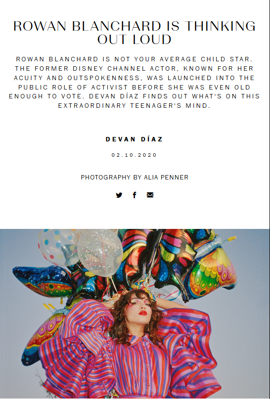 Cultured: Rowan Blanchard Is Thinking Out Loud