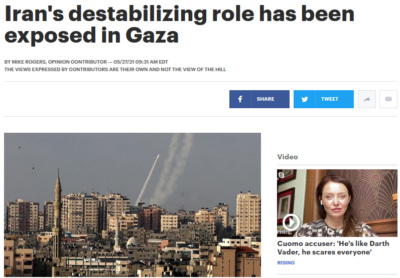 Hill: Iran's destabilizing role has been exposed in Gaza