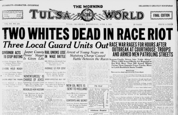 Tulsa World: Two Whites Dead in Race Sir