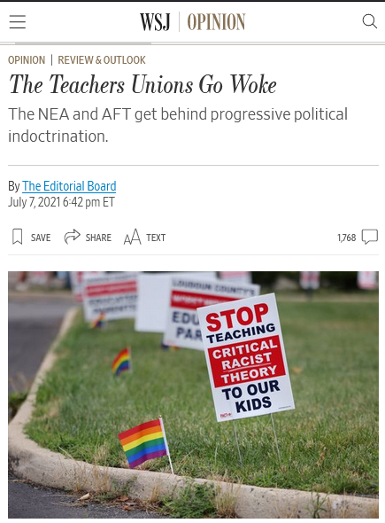 WSJ: The Teachers Unions Go Woke