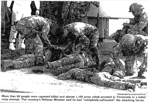 New York Times photo of the aftermath of the unsuccessful 1992 coup in Venezuela
