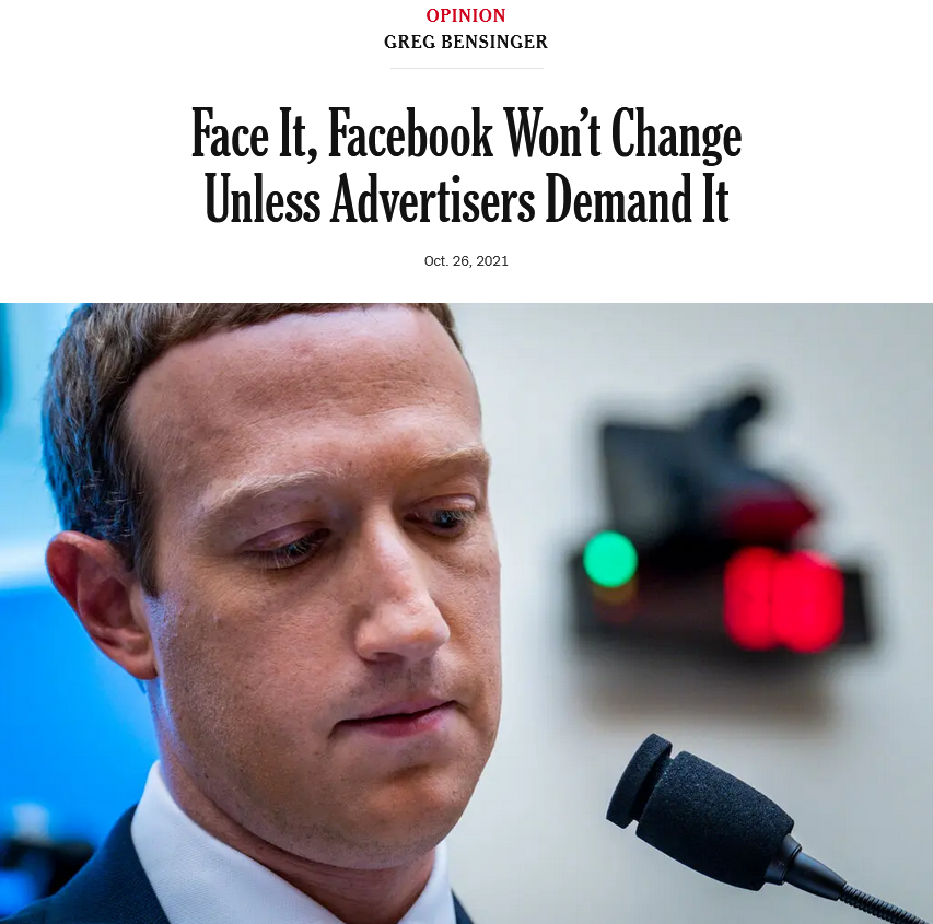 NYT: Face It, Facebook Won’t Change Unless Advertisers Demand It