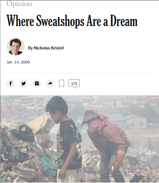 New York Times: Where Sweatshops Are a Dream