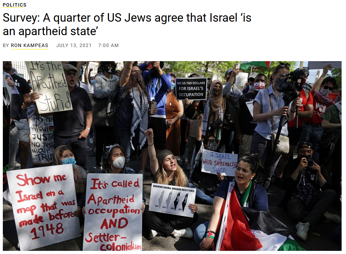 JTA: Survey: A quarter of US Jews agree that Israel ‘is an apartheid state’
