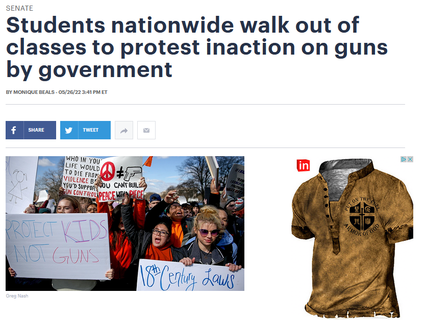 Hill: Students nationwide walk out of classes to protest inaction on guns by government 