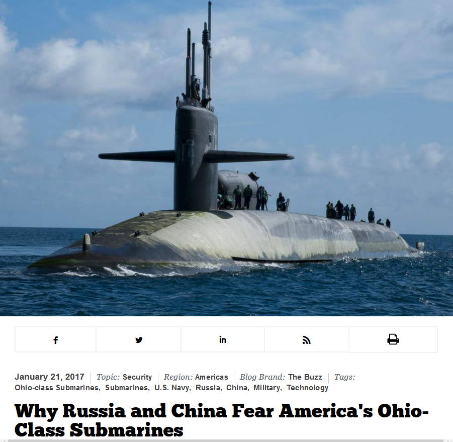 National Interest: Why Russia and China Fear America's Ohio-Class Submarines