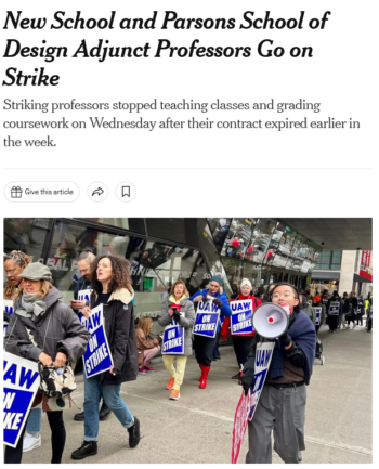 NYT: New School and Parsons School of Design Adjunct Professors Go on Strike