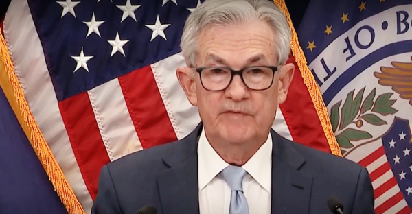 Detail from New York Times video of Fed chair Jerome Powell.