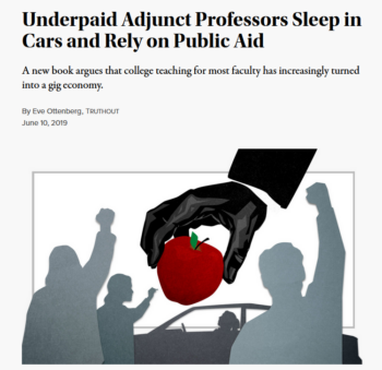 Truthout: Underpaid Adjunct Professors Sleep in Cars and Rely on Public Aid