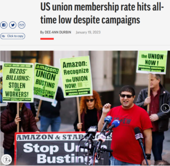 AP: US union membership rate hits all-time low despite campaigns