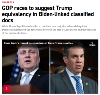 Politico: GOP races to suggest Trump equivalency in Biden-linked classified docs 